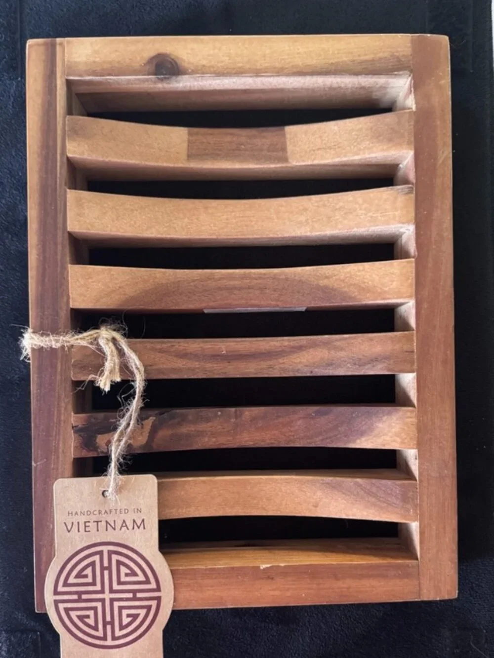 Handcrafted Natural Wood Slatted Shower or Sink Trays – Set of 2, NWT